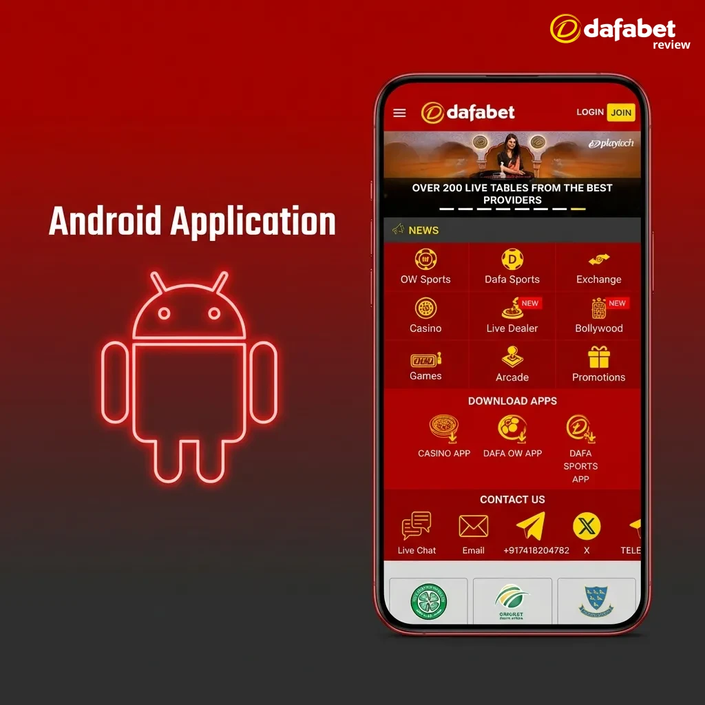 Android app installation screen showing APK download button for sports betting and casino games on mobile device