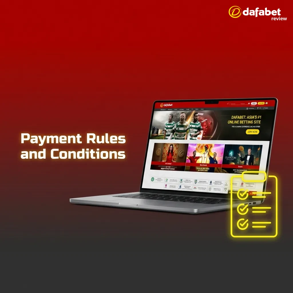 Document showing payment rules including account verification, wagering requirements, and withdrawal conditions