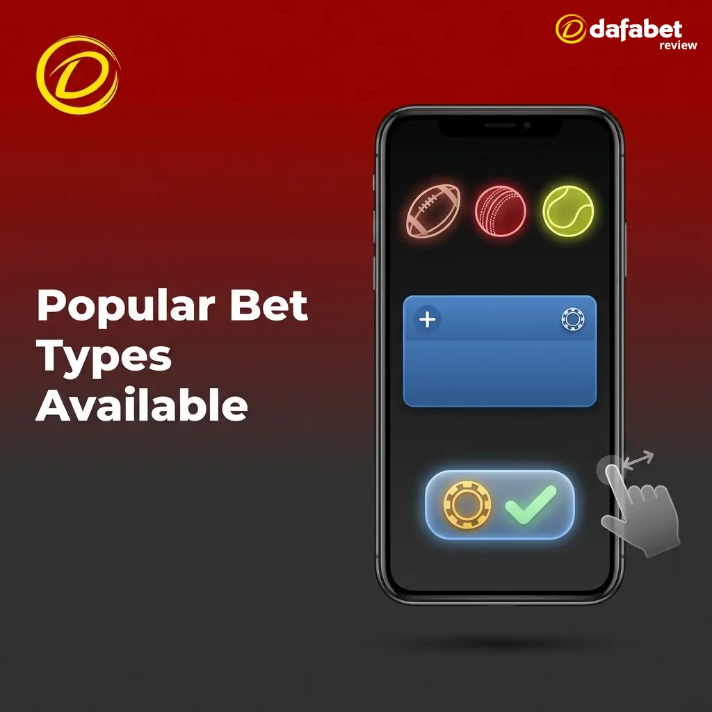 Dafabet betting types: single, system, and express bets with icons showing different wagering strategies and outcomes.