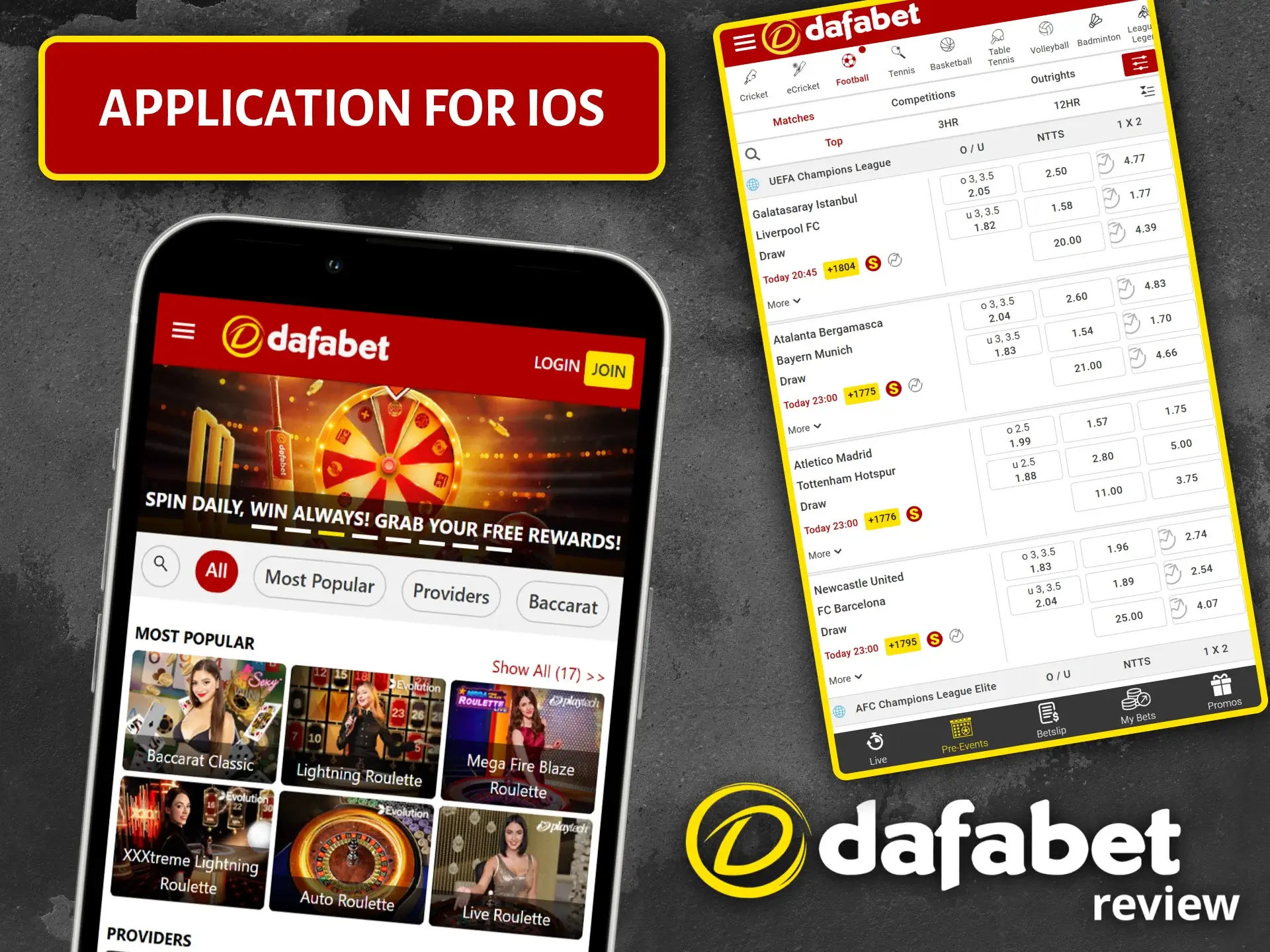 Install the Dafabet iOS app on your iPhone or iPad for convenient mobile betting.