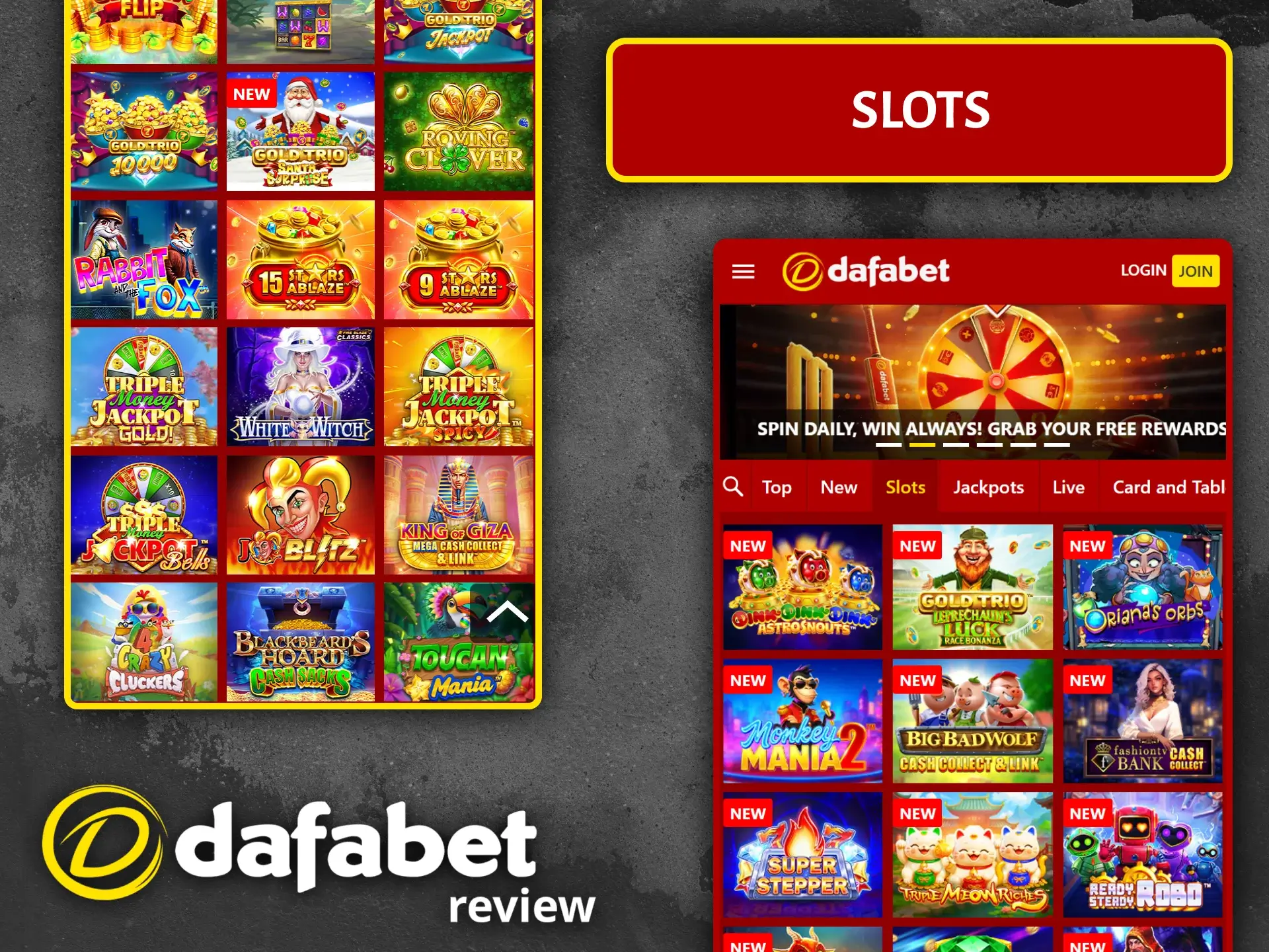 Choose your favorite slots and win big prizes at Dafabet mobile casino.