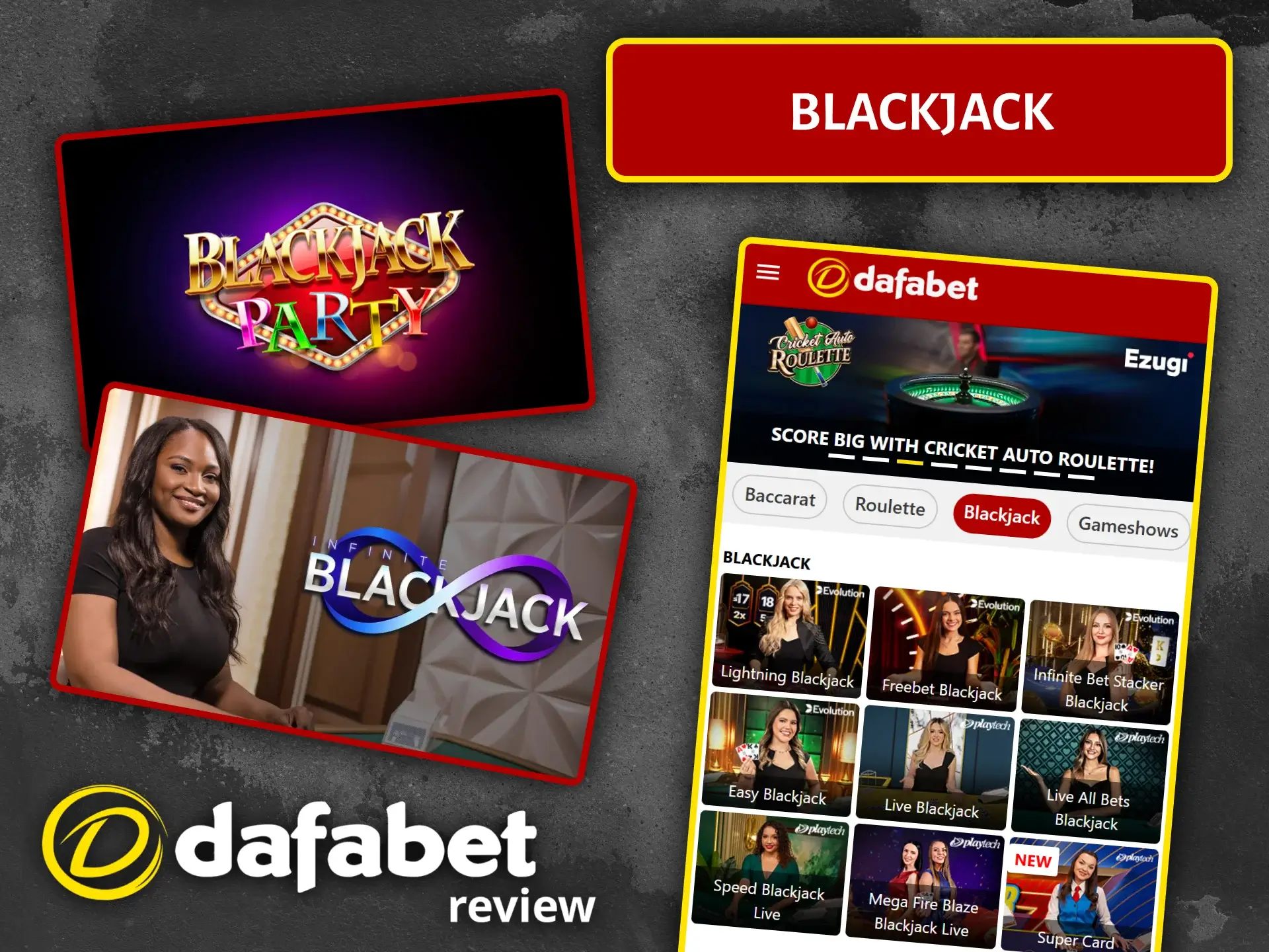 Try to beat the dealer in live dealer blackjack at Dafabet Casino and win big.