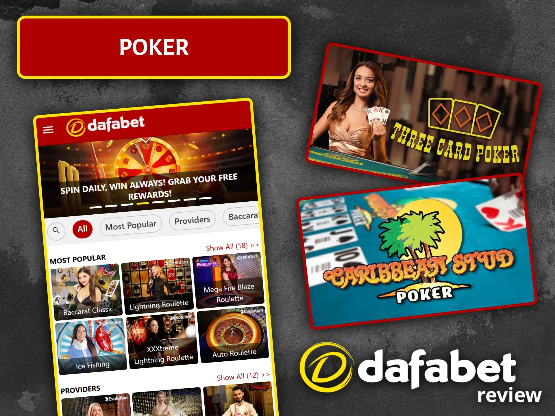 Play professional poker in real time at Dafabet and compete for huge casino pots.