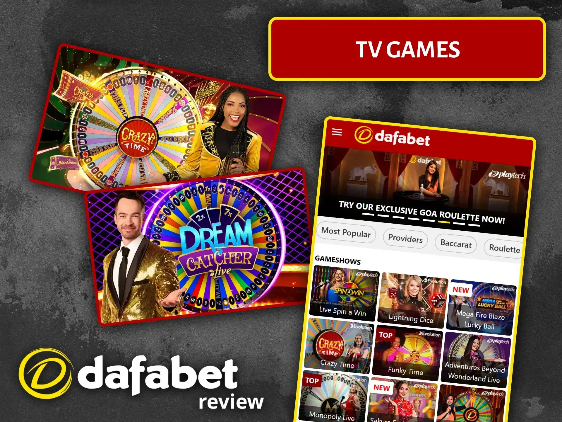 A wide selection of TV games awaits you at Dafabet Casino.