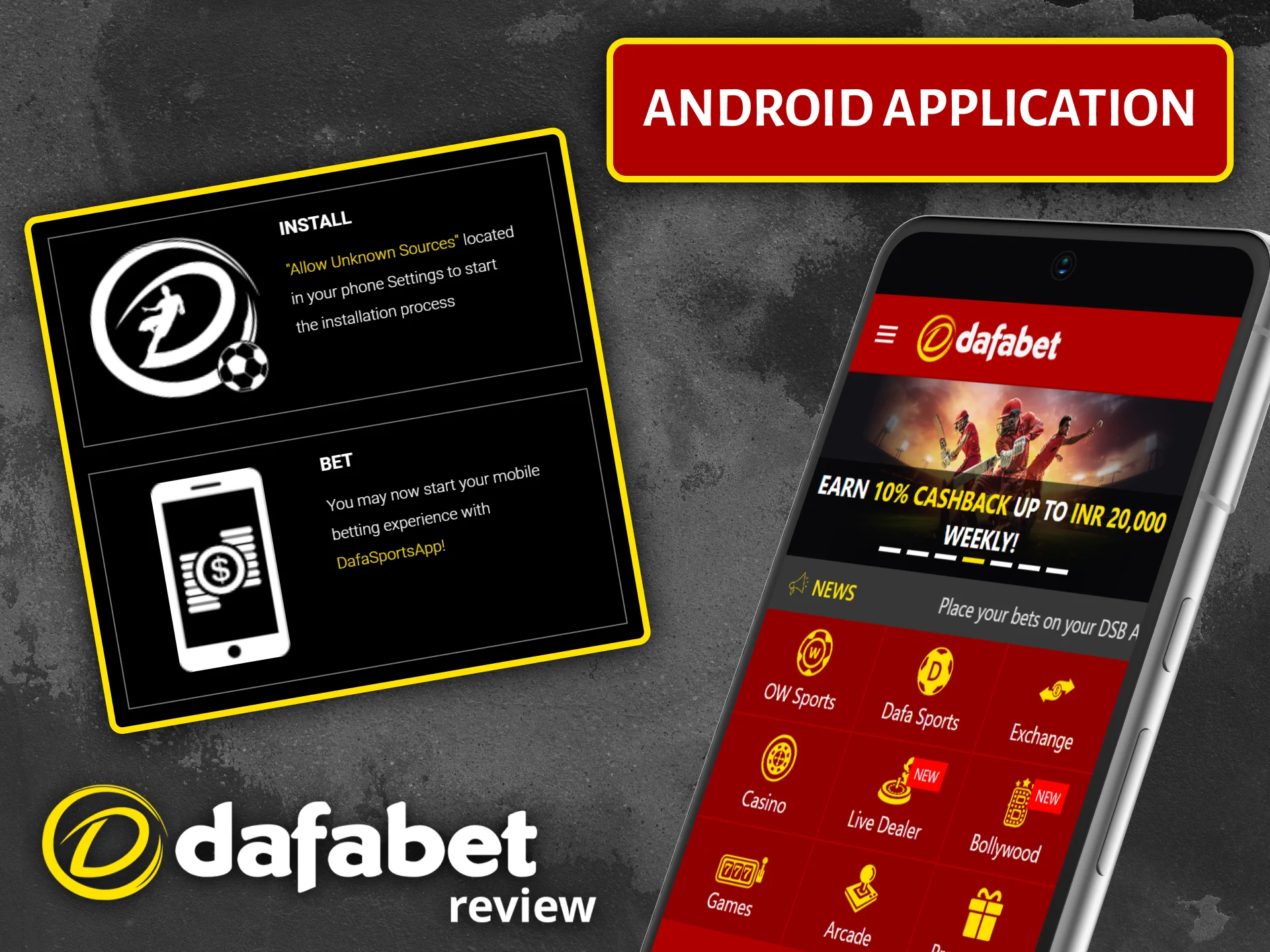 Download the Dafabet app for Android to easily place sports bets on your mobile device.
