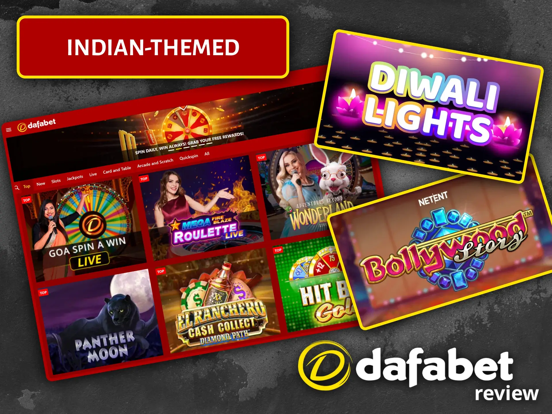 Enjoy a unique selection of Indian-themed casino games.
