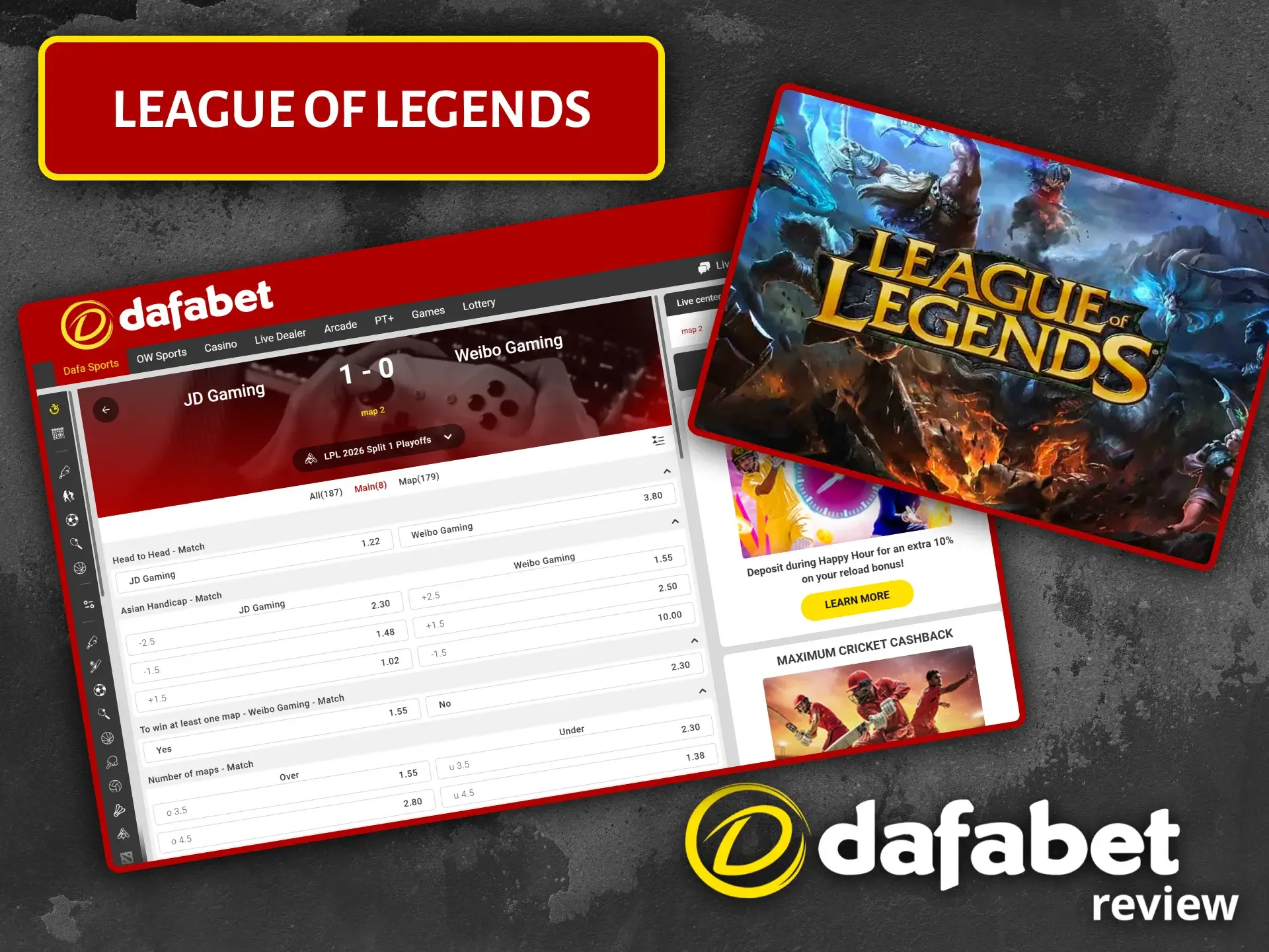 Experience the thrill of League of Legends betting at Dafabet.