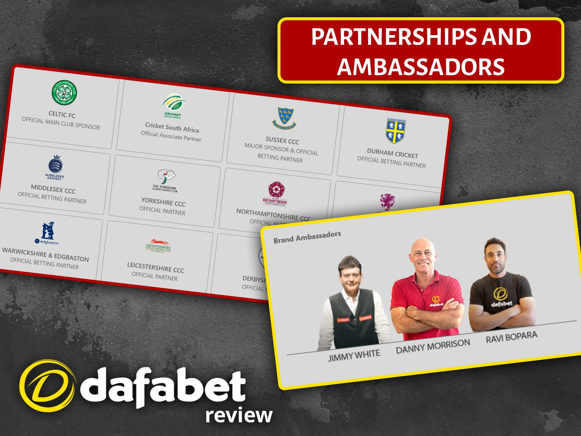 The Dafabet platform has many famous partners and ambassadors.