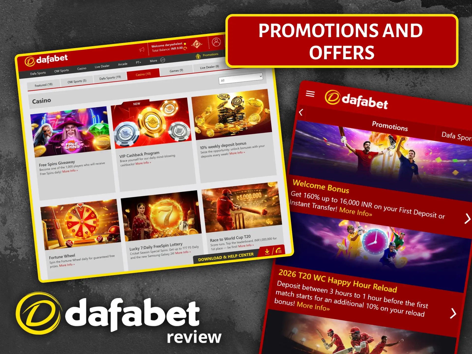 Increase your winnings with the latest promotions and special offers on the official Dafabet website.