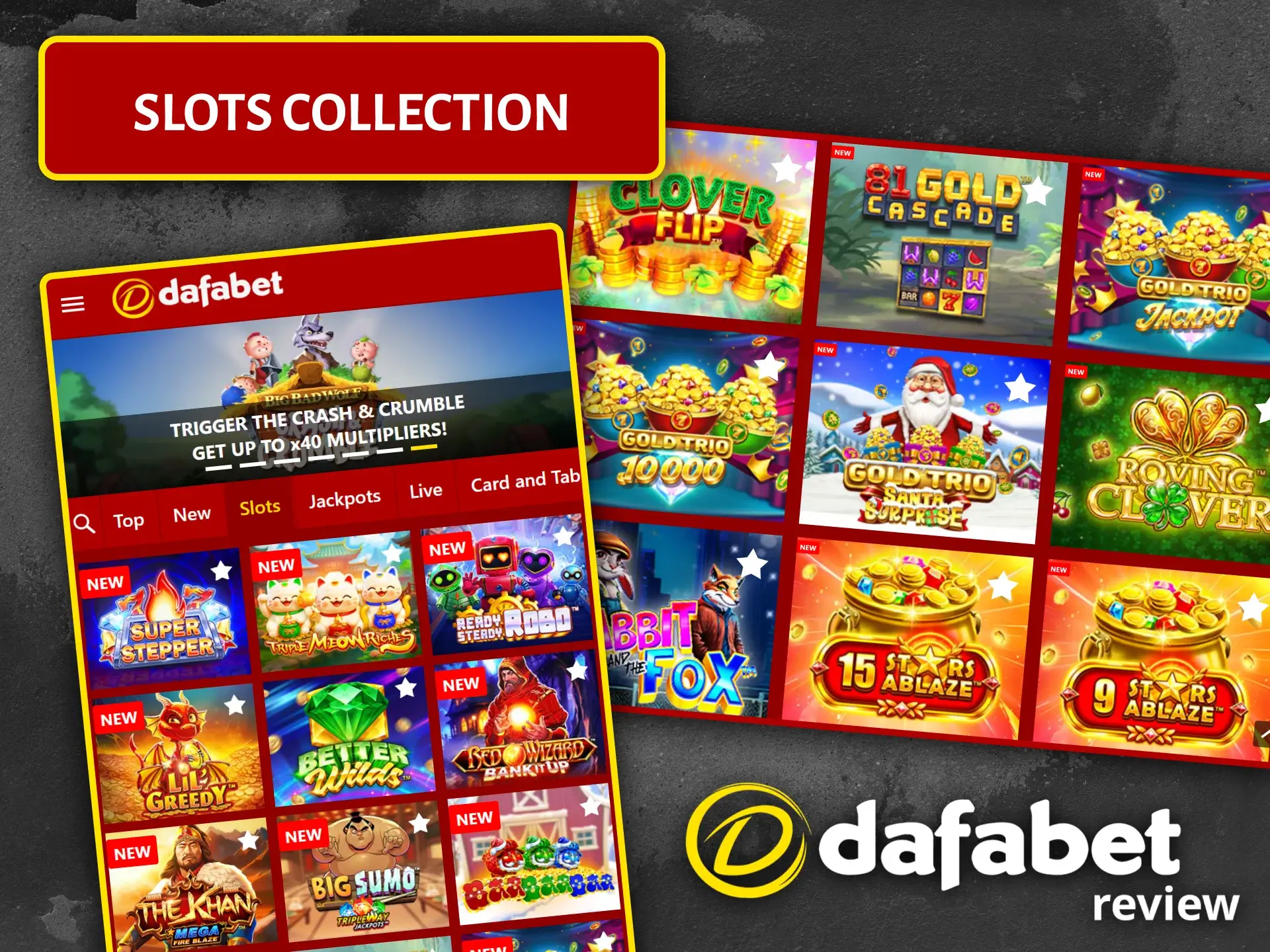 Win on hundreds of premium online slots at Dafabet Casino.