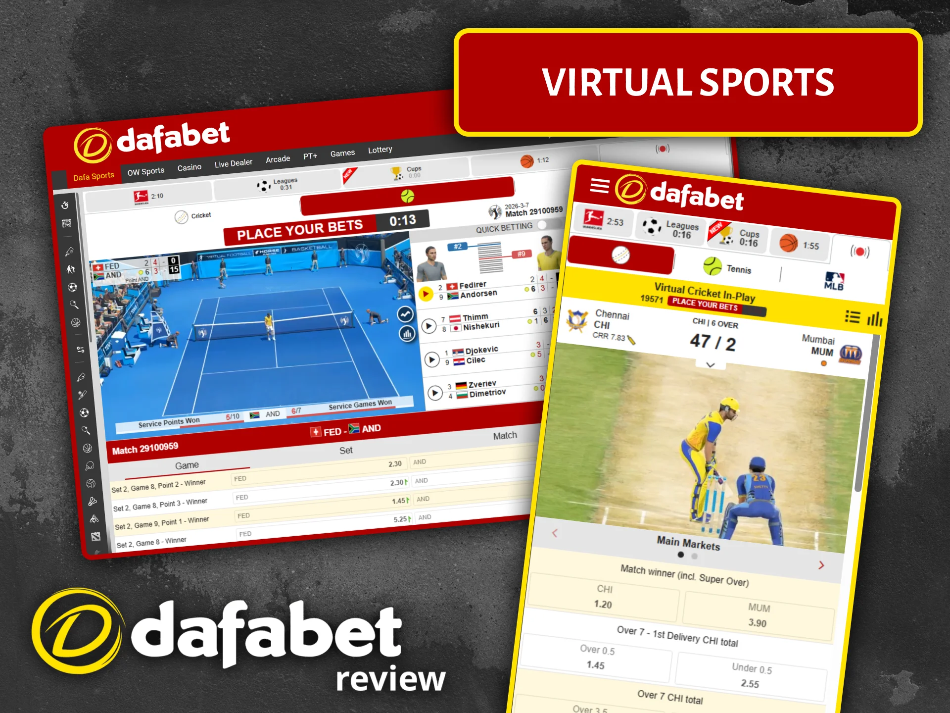 Dafabet offers 24/7 virtual sports betting, ensuring you'll never get bored.