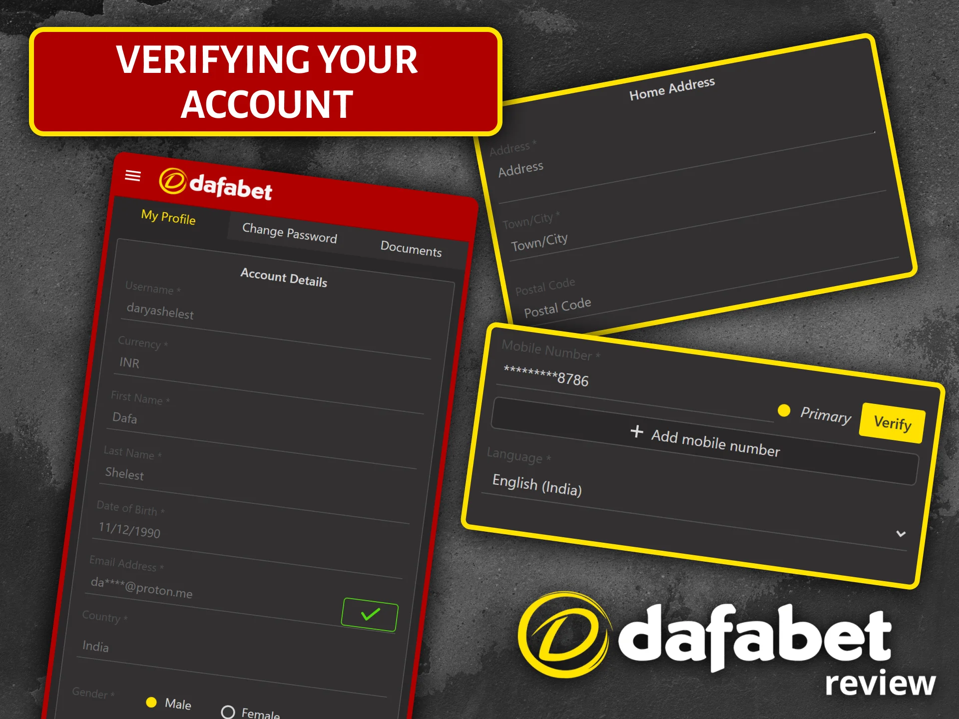 Please verify your Dafabet account to ensure the security of your account.