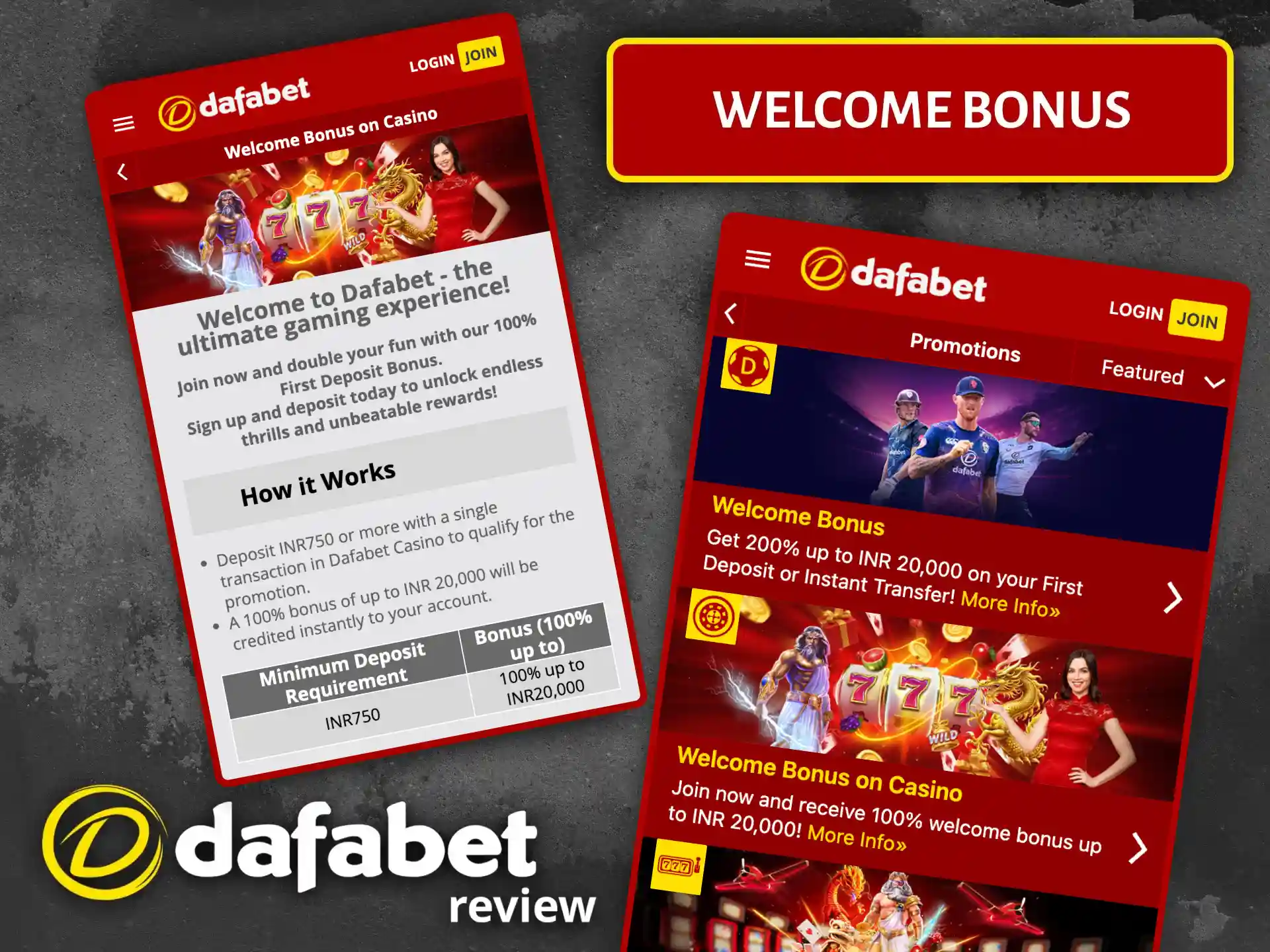 Get an exclusive welcome bonus for new players in the Dafabet mobile app.