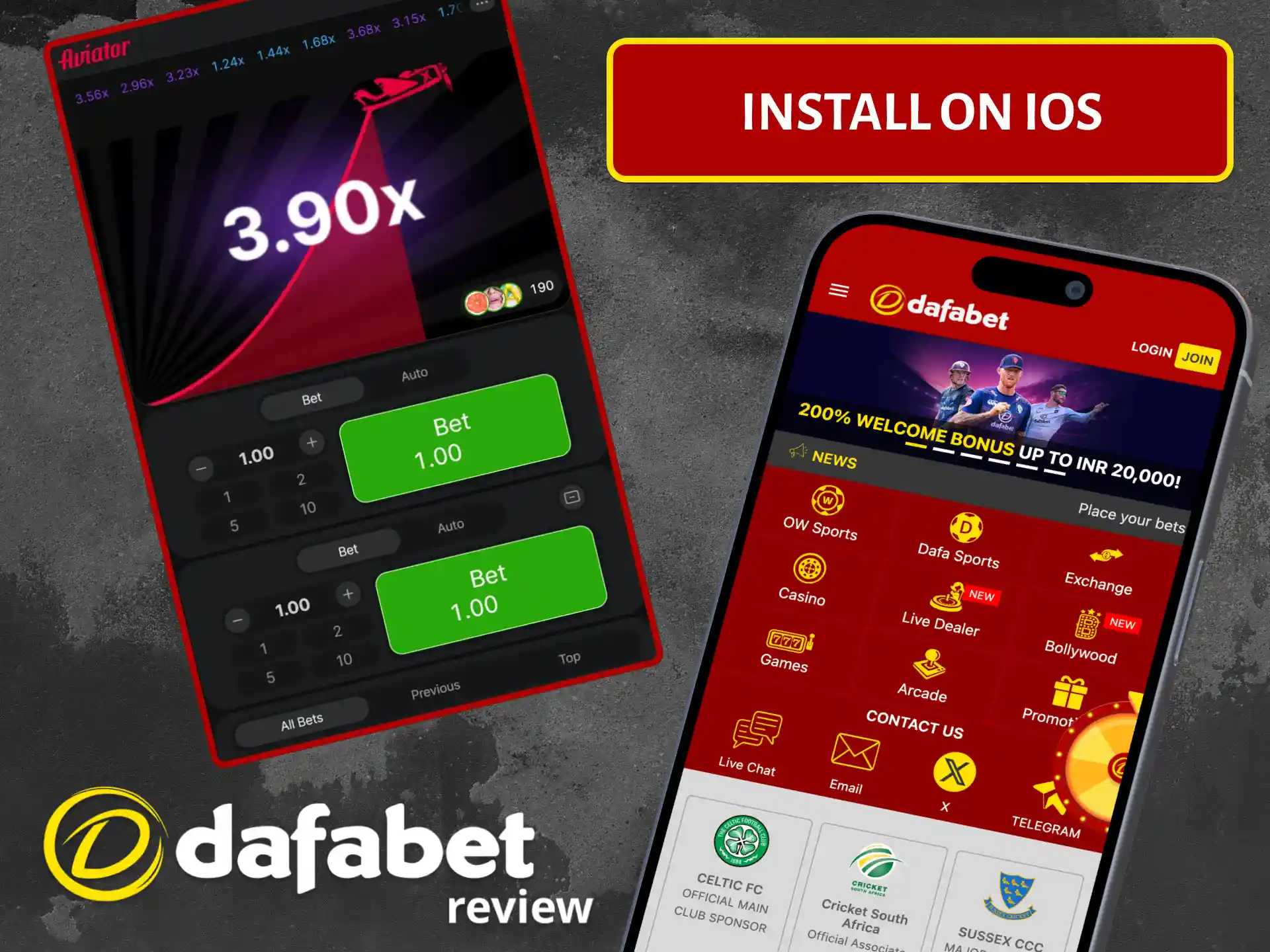 Install the Dafabet mobile app on iOS for the best Aviator gaming experience.
