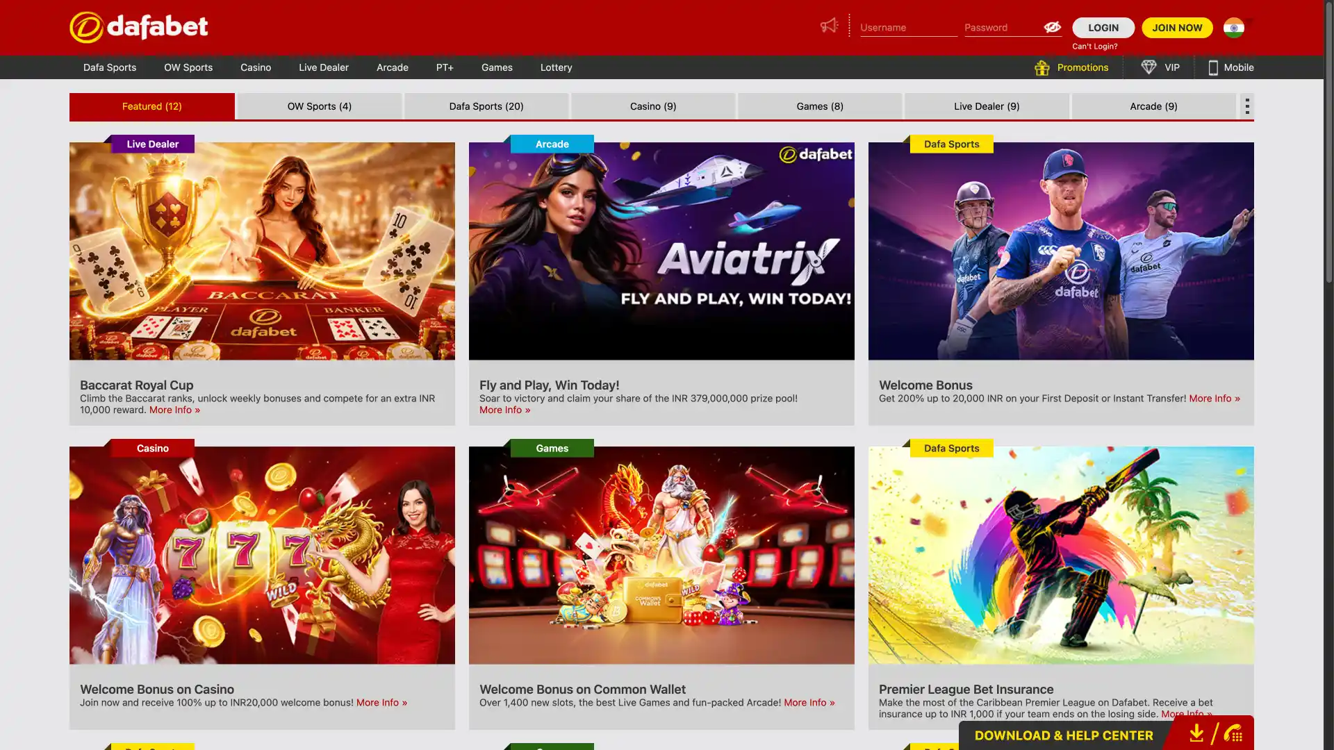 Promotions and bonuses available on the Dafabet website.