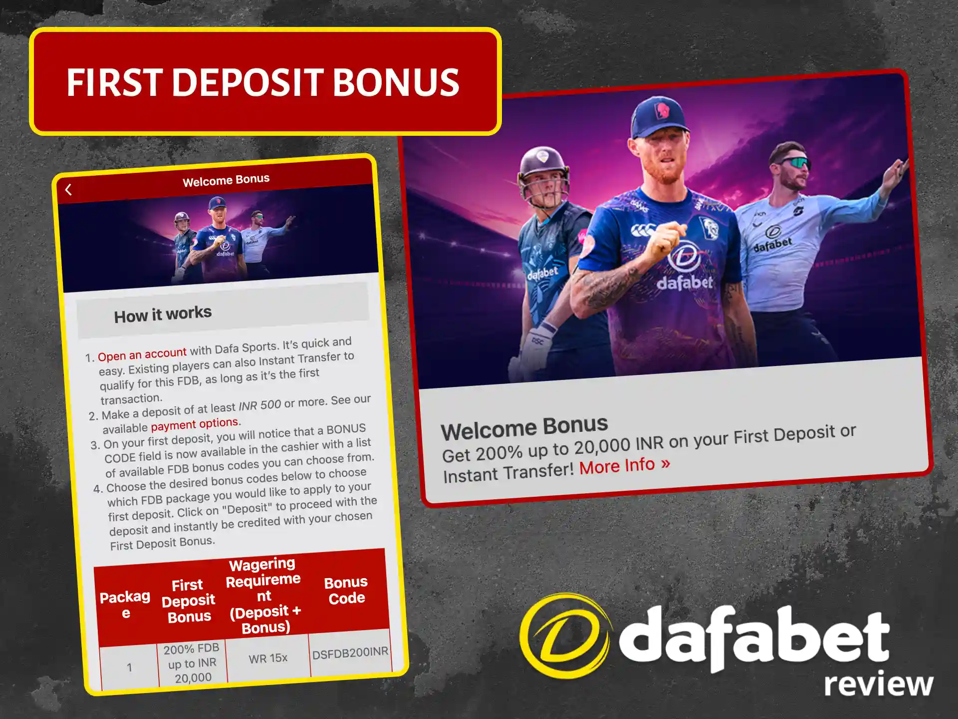 Get first deposit bonus on sports betting when you register with Dafabet.